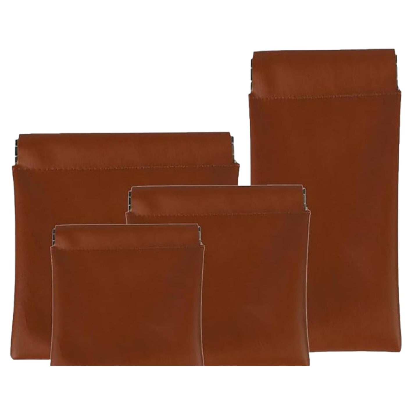 HOTSnap Closure Organizer Coin Purse Pouch, 4PCS PU Leather Pouch Holder Set for Purse, No Squeeze Snap Closure Small Pouches for Makeup, Tech, Travel & Daily Use (Purple)