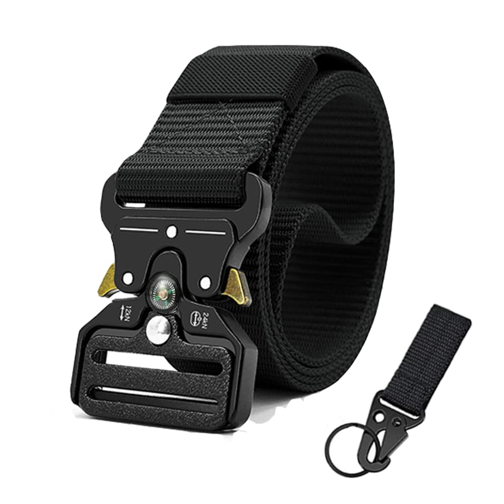 HOTTactical Belt Men 4 Pack, Compass Military Nylon Web Belt, Heavy Duty Belt Quick Release Metal Buckle Riggers Belt