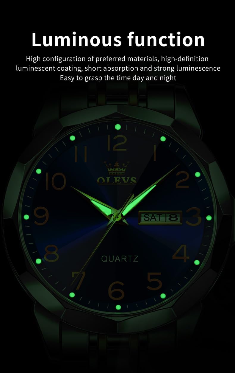 HOTOLEVS Watch for Men Simple Business Dress Analog Stainless Steel Waterproof Luminous Date Easy Read Men Wrsit Watch