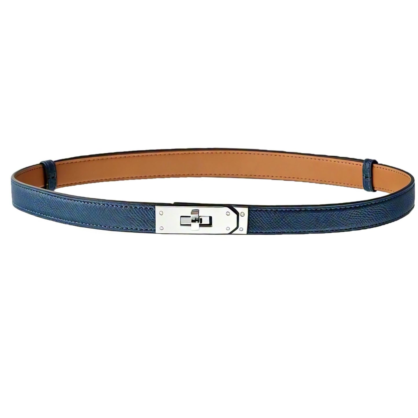 HOTFENLDY Adjustable Thin Belts For Womens Skinny Belts For Dresses Womens Solid Color Alloy Turn Lock Belts For Jeans