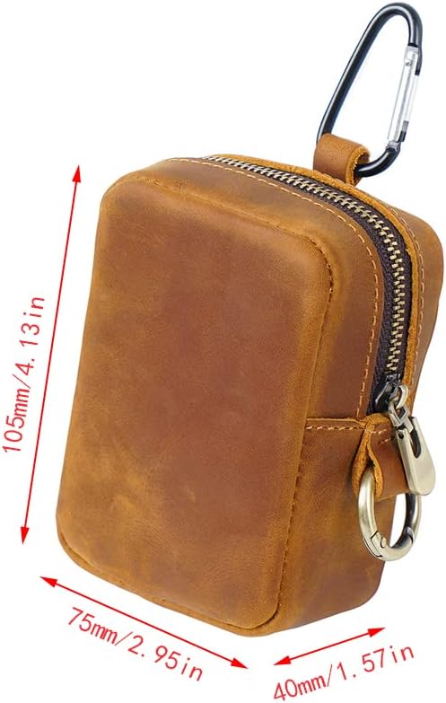 HOT1 Pcs Leather Coin Pouch Keychain, Leather Mini Belt Bag,Coin Organizer, Change Holder, Leather zipper Pouch for Men & Women，Outdoor Running Sports Mini Storage Bag