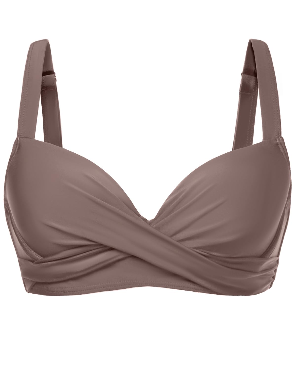 HOTWomen Underwire Bikini Top - Bra Padded Push Up Swimsuit Top | Twist Front Design, Wide Adjustable Straps,Unremovable Cups for Fixed Lift,Full Lining,3-gear Adjustable Hook Closure