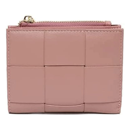 HOTSpacious & Functional Bifold Short Coin Purse Woven Functional Fashion Women Genuine Leather Wallet Female Chic Small Multi Money Billfold Clutch Purse