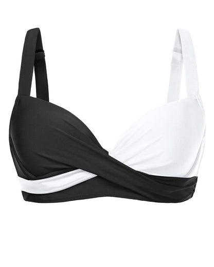 HOTWomen Underwire Bikini Top - Bra Padded Push Up Swimsuit Top | Twist Front Design, Wide Adjustable Straps,Unremovable Cups for Fixed Lift,Full Lining,3-gear Adjustable Hook Closure