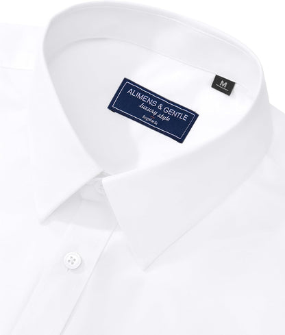 HOTAlimens & Gentle Men's Dress Shirt Regular Fit Stretch Stain Shield Long Sleeve Solid Business Wedding Button Down Shirts