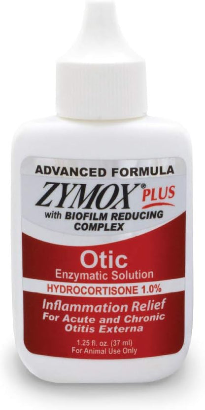 HOTZymox Advanced Formula Otic Plus Enzymatic Ear Solution for Dogs and Cats | with 1% Hydrocortisone, 1.25oz