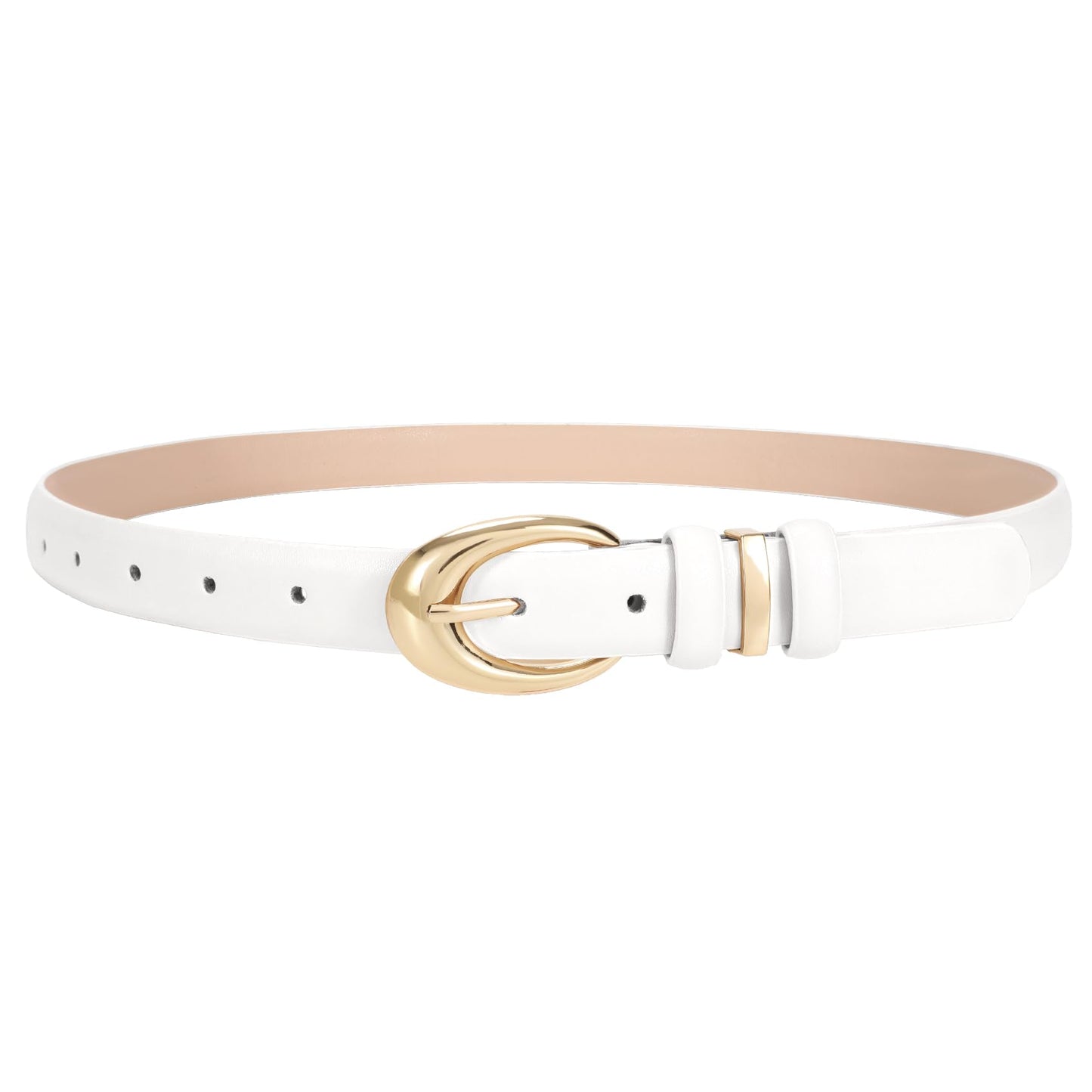 HOTTRIWORKS Women Leather Belt for Jeans Pants Fashion Ladies Skinny Faux Leather Dress belt with Gold Buckle