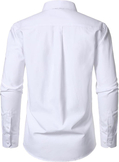 HOTJEMITOP Men's Classic Lightweight Oxford Button Down Collar Shirts Business Casual Long Sleeve Dress Shirt with Pocket