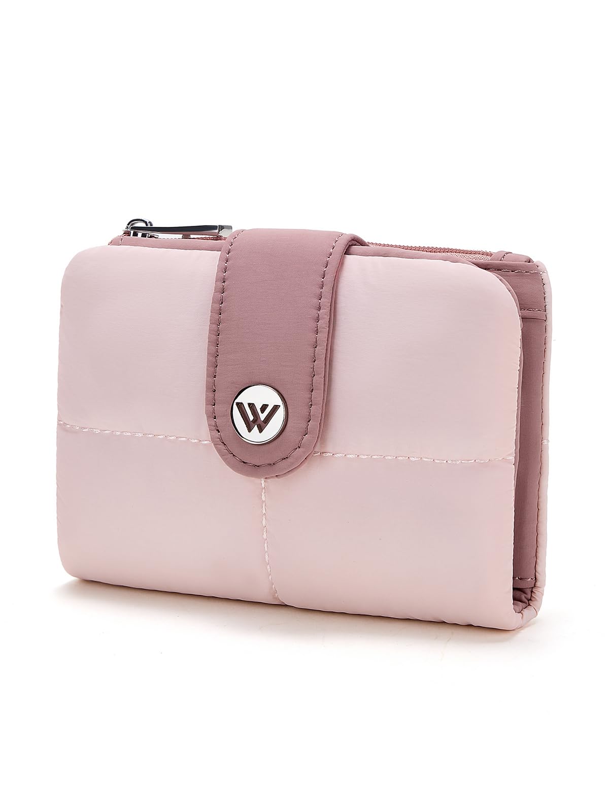 HOTWESTBRONCO Puffer Small Wallet for Women RFID Blocking Card Holder Wallets, Womens Bifold Wallet with Zipper Coin Pocket & ID Window