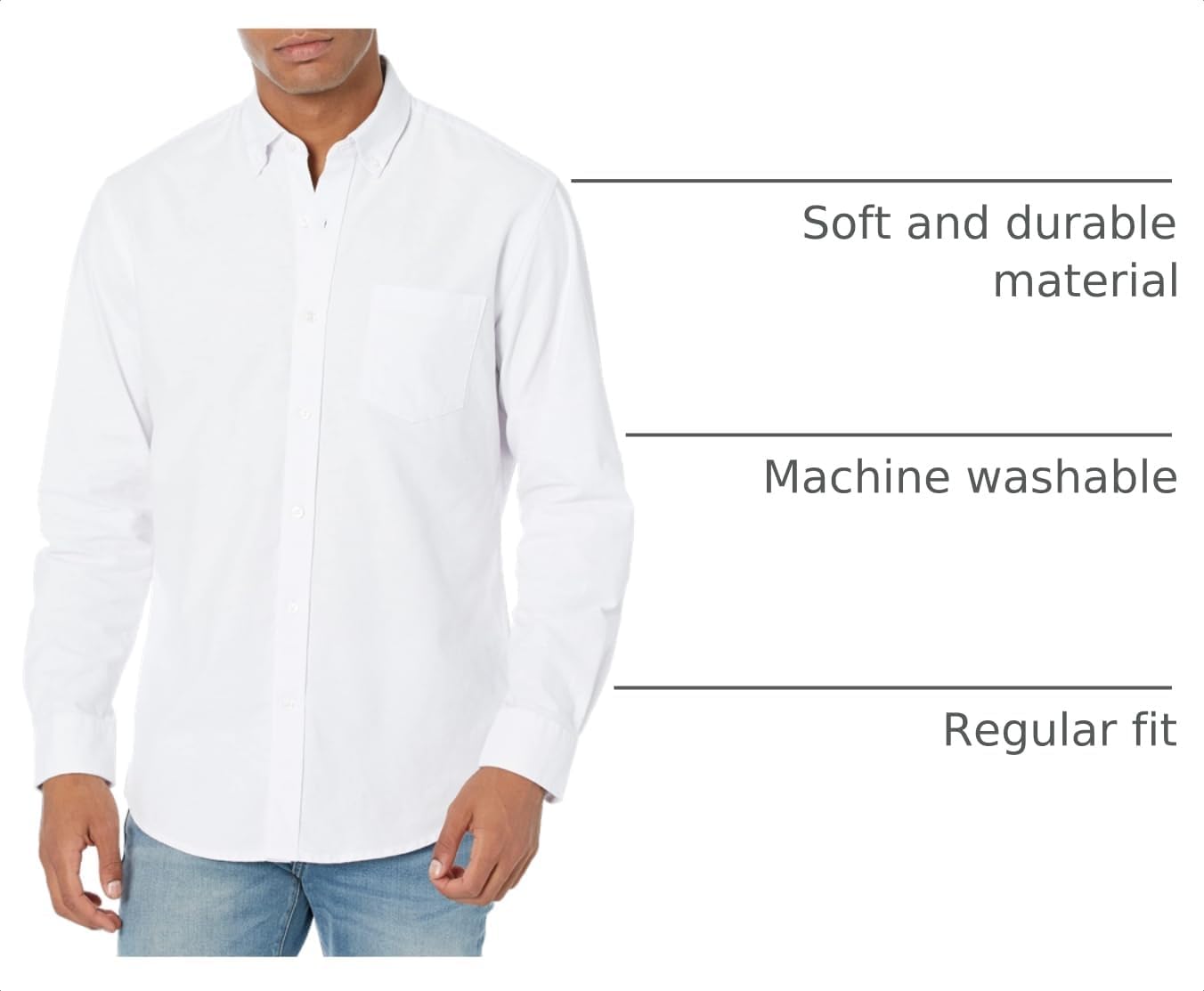 HOTAmazon Essentials Men's Long-Sleeve Pocket Oxford Shirt