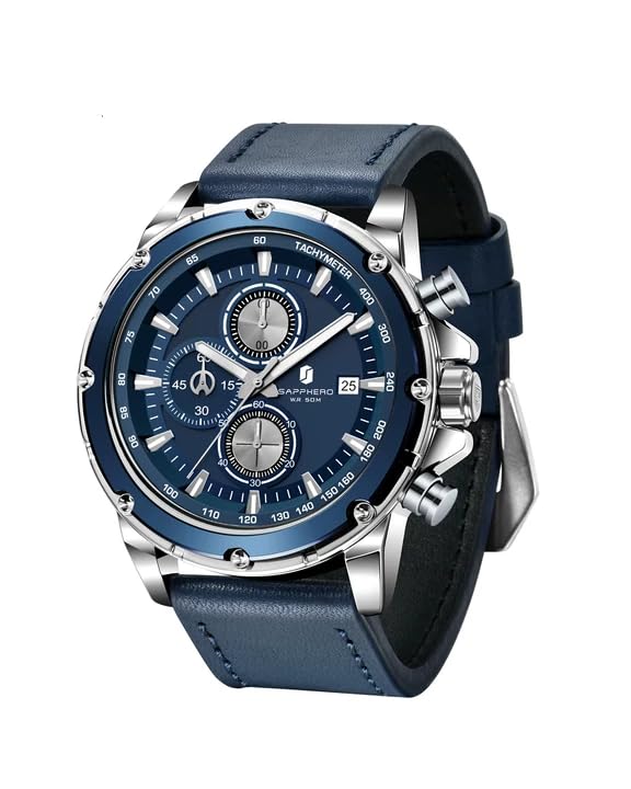HOTBENYAR Watch for Men Analog Quartz Chronograph Waterproof Luminous Designer Mens Wrist Watches Business Work Sport Casual Dress Watch with Silicone Strap Elegant Gifts for Men