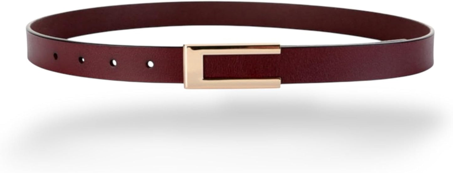 HOTWomen's Belt Genuine Leather Belts Durable Waist Belt Gold Color Buckle Waistband For Pants, Jeans, Width 0.80"