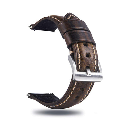 HOTQuick Release Retro Leather Watch Band,Vintage Oil-tanned Pull-up Leather Strap Replacement,Choice of Width-18mm 20mm 22mm 24mm or 26mm