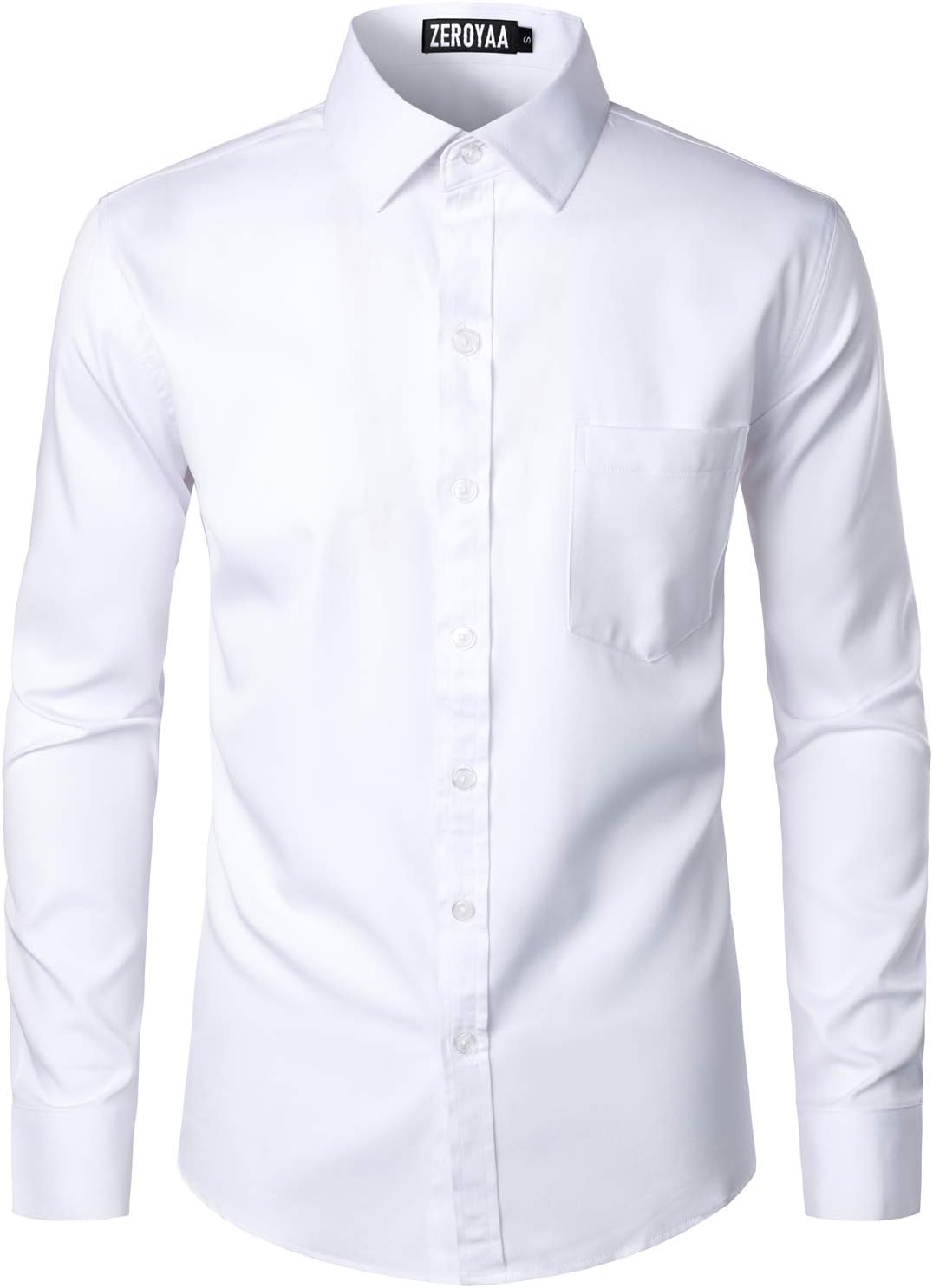 HOTZEROYAA Men's Urban Stylish Casual Business Slim Fit Long Sleeve Button Up Dress Shirt with Pocket