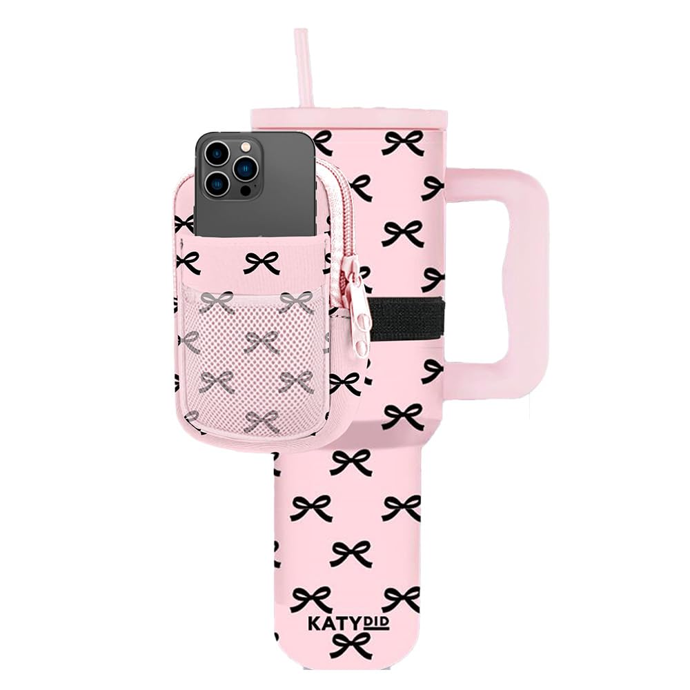 HOTKATYDID Tumbler Zipper Pouch and Phone Holder with 3 Pockets - Compact Water Bottle Pouch for Wallet, Keys, and Phone - Premium Tumbler Accessories