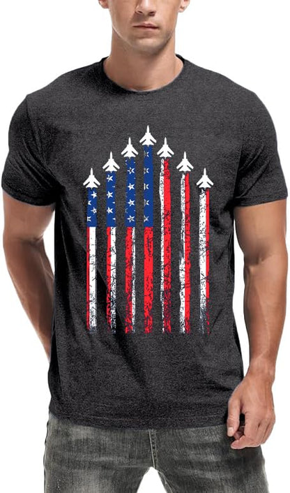 HOTMens Air Force Patriotic Shirts American Flag T-Shirt 4th of July Short Sleeve USA Memorial Day Tee Tops