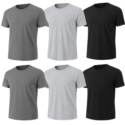 HOT6-Pack Bulk Men’s T-Shirts – Soft Pre-Shrunk Premium Cotton, Short Sleeves, Reinforced Collar, Crew Neck, Casual Fit
