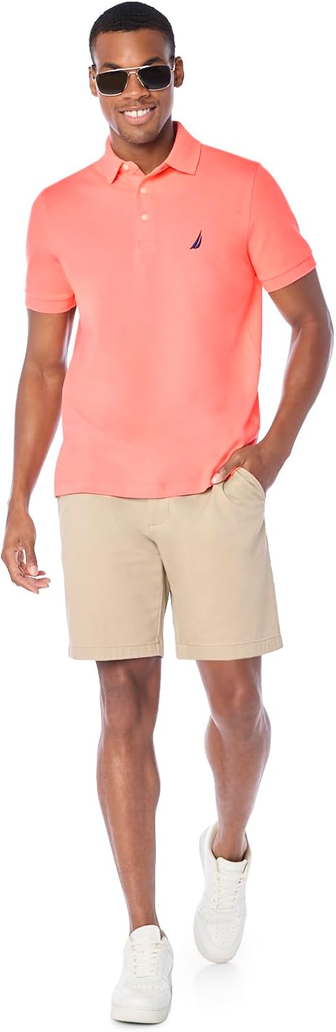 HOTNautica Men's Short Sleeve Solid Stretch Cotton Pique Polo Shirt