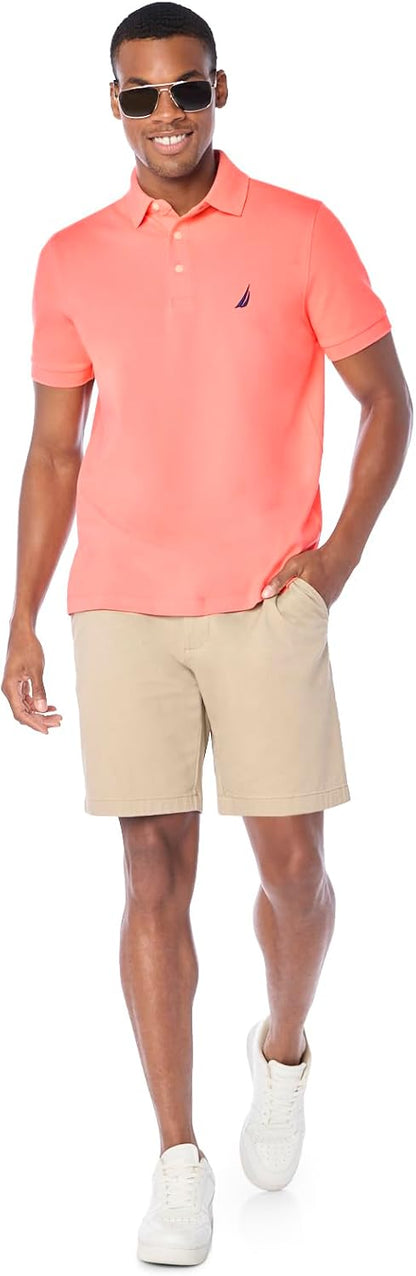 HOTNautica Men's Short Sleeve Solid Stretch Cotton Pique Polo Shirt