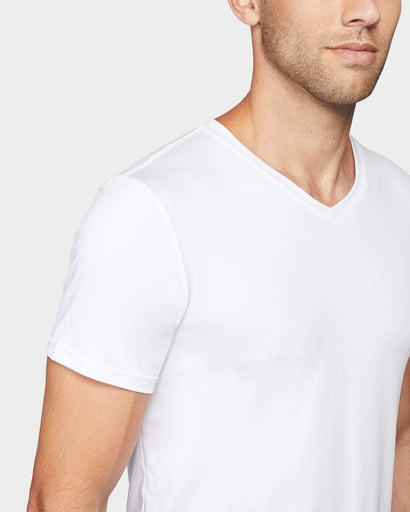 HOT32 Degrees Men's 4 Pack Cool V-Neck T-Shirt, Anti-Odor, Quick Dry Active, 4-Way Stretch