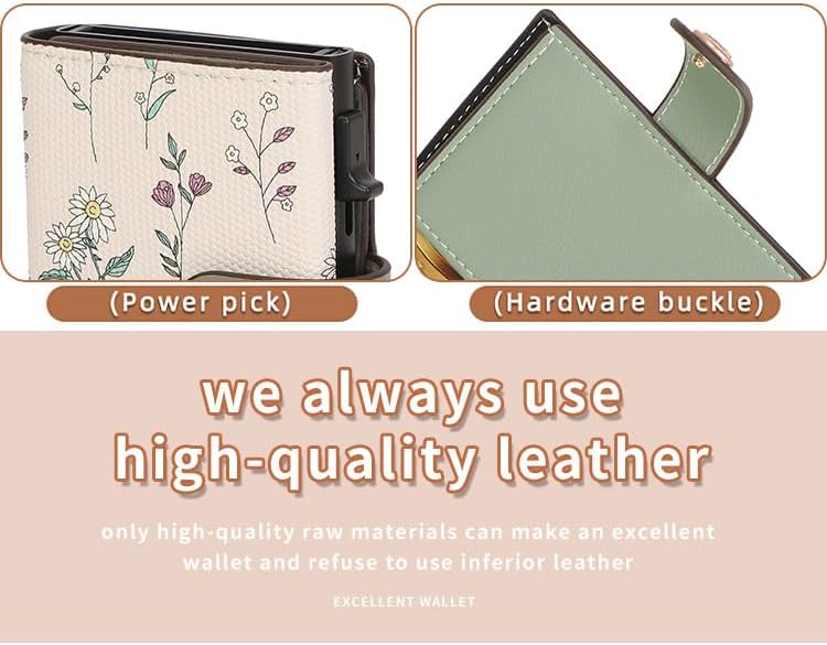 HOTRFID Blocking Trifold Women's Wallet, Slim Floral Leather Card Holder with Multiple Card Slots (Purple)
