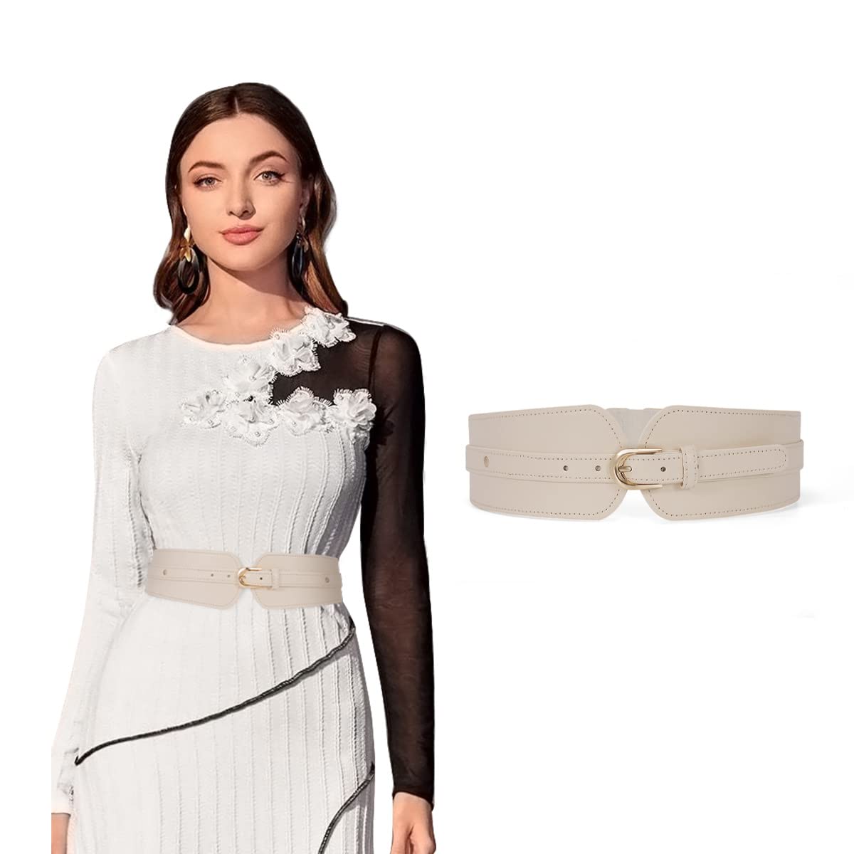 HOTSUOSDEY Womens Wide Elastic Waist Belt for Dress Ladies Stretch Cinch Belt for Women