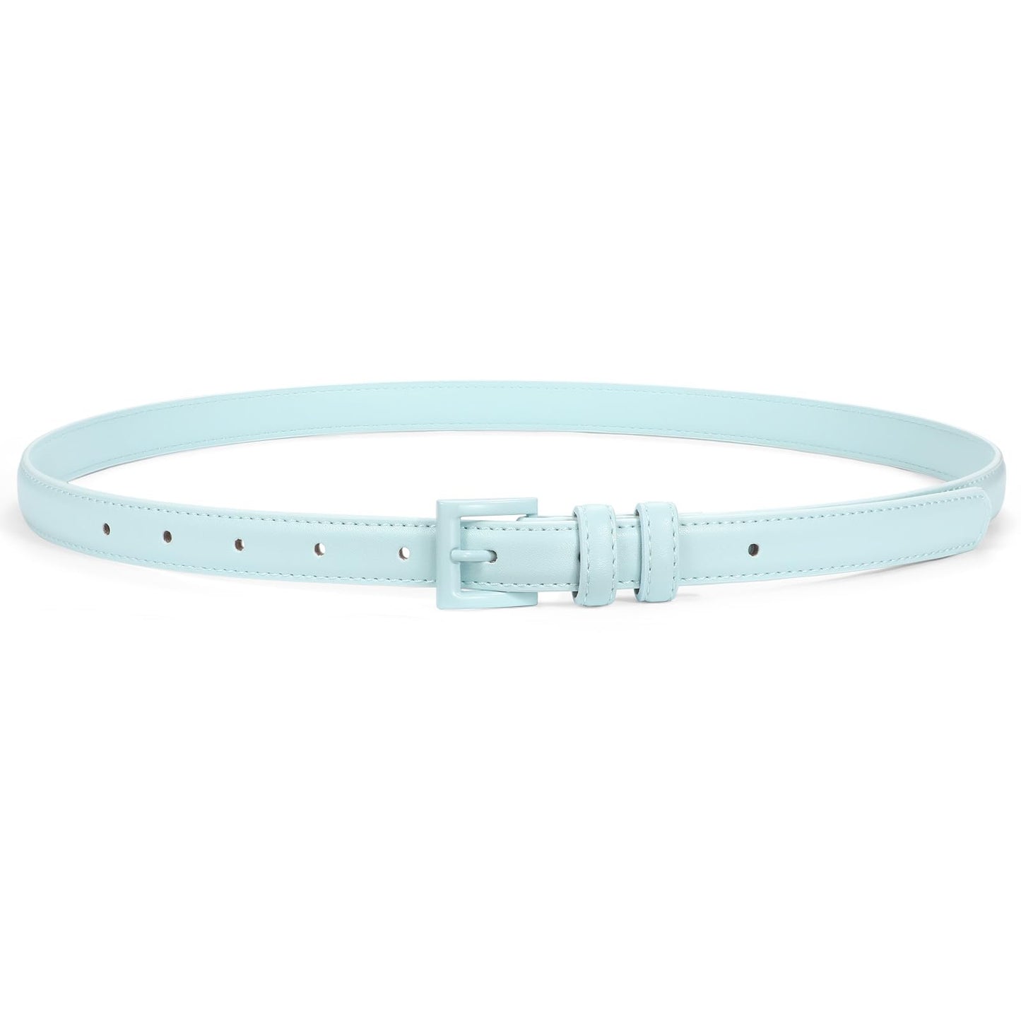 HOTSUOSDEY Women Skinny Belt for Jeans Dresses Candy Color Thin Waist Belt with Square Buckle 0.7" Width