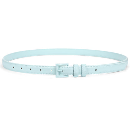 HOTSUOSDEY Women Skinny Belt for Jeans Dresses Candy Color Thin Waist Belt with Square Buckle 0.7" Width