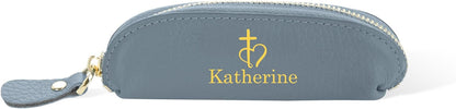 HOTipetlive Custom Cross Rosary Holder Case Leather Personalized Name Rosary Bag Storage Pouch Small Coin Purse Travel Christian Gifts For Women Men Mother Grandma