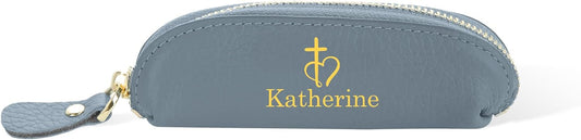 HOTipetlive Custom Cross Rosary Holder Case Leather Personalized Name Rosary Bag Storage Pouch Small Coin Purse Travel Christian Gifts For Women Men Mother Grandma