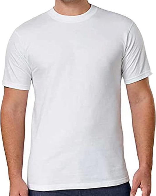 HOTKirkland Signature Men's Crew Neck T-Shirts 100% Cotton (Pack of 6) (White,Large)