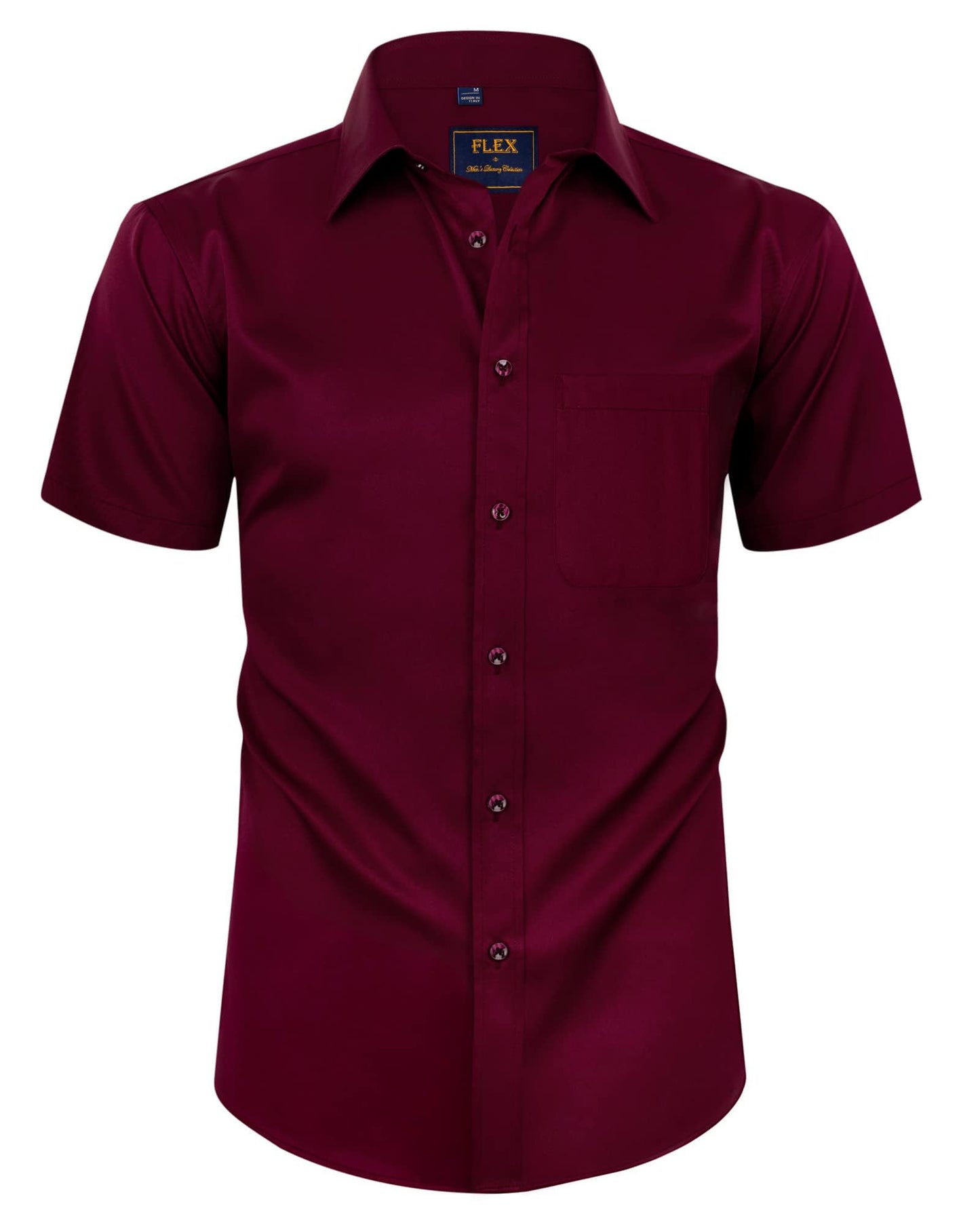 HOTAlimens & Gentle Mens Short Sleeve Dress Shirts Wrinkle Free Solid Casual Button Down Shirts with Pocket
