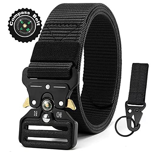 HOTDOOPAI Tactical Belt for Men, Military Nylon Web with Heavy Duty Quick Release Metal Buckle, 1.5'' Wide - Ideal for Work,