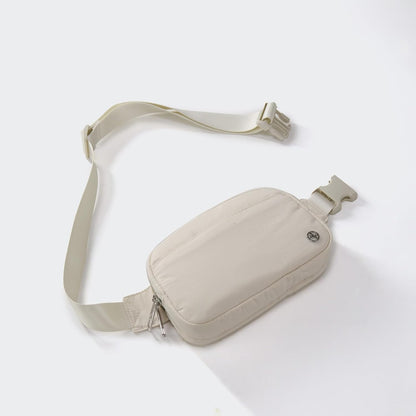 HOTPander Everywhere Belt Bag for Women, 5 Zipper Pockets Nylon Crossbody Fanny Pack Purse (White Opal)