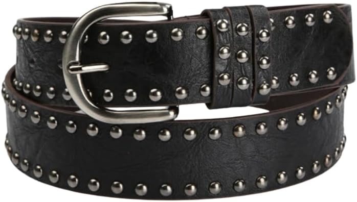 HOTSUOSDEY Women Leather Rivets Belts for Jeans Pants Dresses Studded Leather Belts with Silver Buckle