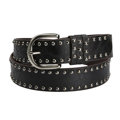 HOTSUOSDEY Women Leather Rivets Belts for Jeans Pants Dresses Studded Leather Belts with Silver Buckle