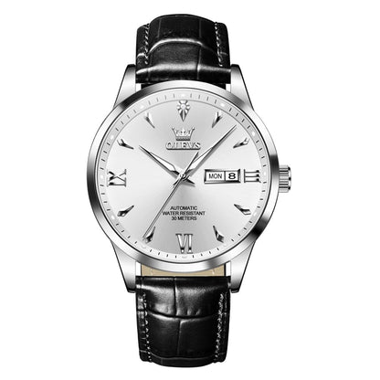 HOTOLEVS Men's Leather Analog Quartz Watch - Luxury Chronograph Wristwatch with Date, Waterproof, Luminous - Dress Style