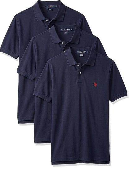 HOTU.S. Polo Assn. Men's Classic Polo Shirt, Two-Button Closure Pique Polo Shirt, Summer Fashion Golf Shirt | Two-Button Closure Pique Polo Shirt, Summer Fashion Golf Shirt