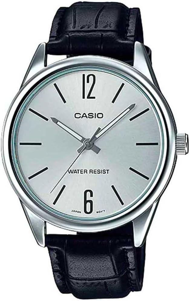 HOTCasio #MTP-V005L-7B Men's Standard Analog Black Leather Band Silver Dial Watch