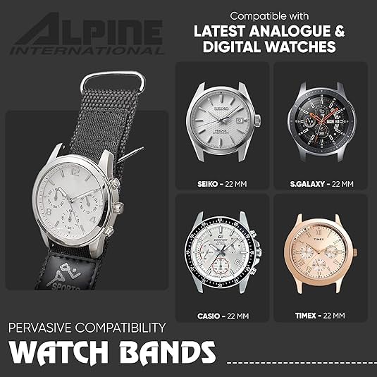 HOTAlpine Sporty Nylon Watch Band | Waterproof Velcro Quick Release Watch Bands | Lightweight & Adjustable Watch Straps for Men |Replacement Watch Band Compatible with Regular & Smart Watches