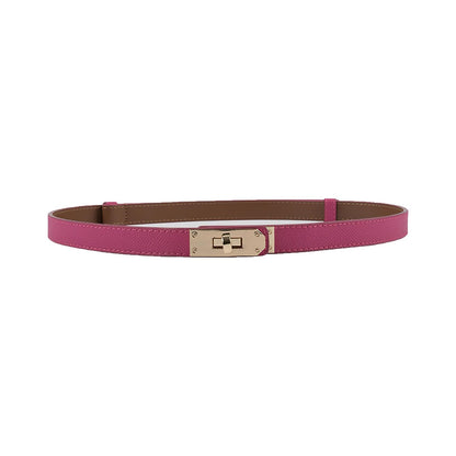 HOTFENLDY Adjustable Thin Belts For Womens Skinny Belts For Dresses Womens Solid Color Alloy Turn Lock Belts For Jeans