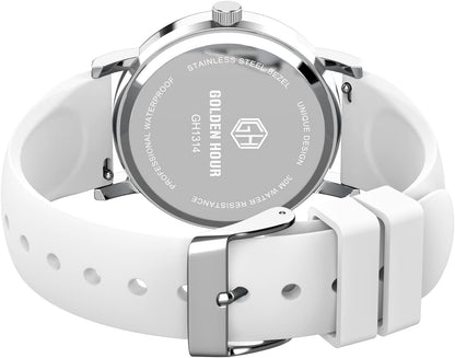 HOTGOLDEN HOUR Waterproof Nurse Watch for Medical Professionals, Students Women Men - Military Time Luminouse Easy Read Dial, 24 Hour with Second Hand, Colorful Silicone Band