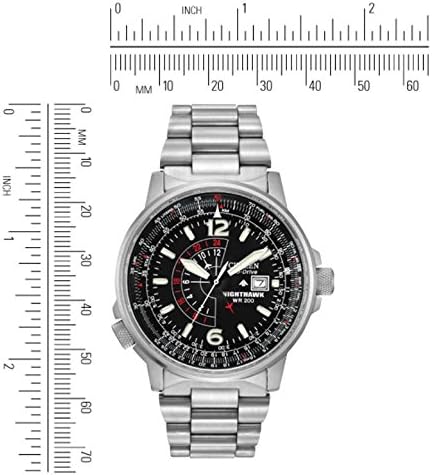 HOTCitizen Men's Eco-Drive Promaster Air Nighthawk Pilot Stainless Steel Watch, Luminous, Black Dial, 42mm (Model: BJ7000-52E)