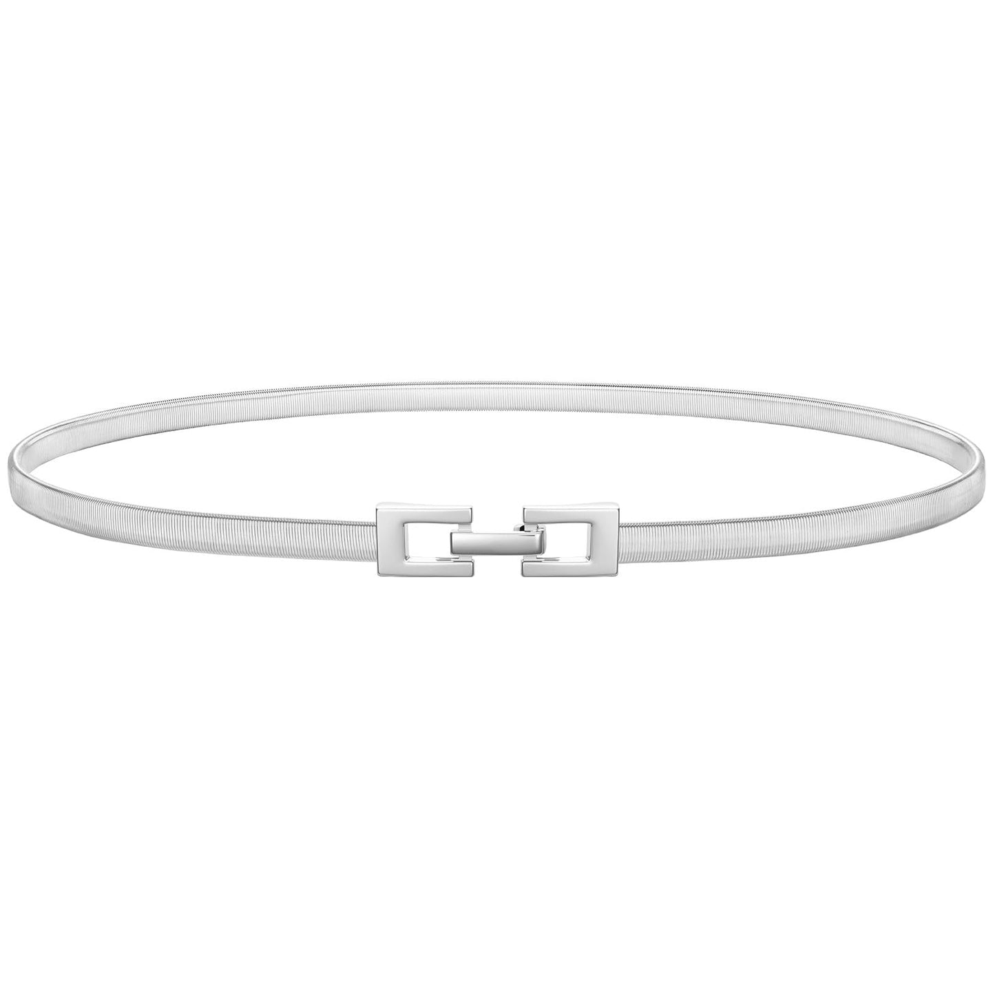 HOTVONMELLI Women's Skinny Metal Cinch Belt for Dress Stretch Thin Waist Belt Gold/Sliver Elastic Belts