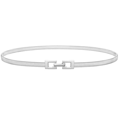 HOTVONMELLI Women's Skinny Metal Cinch Belt for Dress Stretch Thin Waist Belt Gold/Sliver Elastic Belts