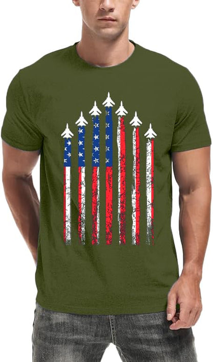 HOTMens Air Force Patriotic Shirts American Flag T-Shirt 4th of July Short Sleeve USA Memorial Day Tee Tops