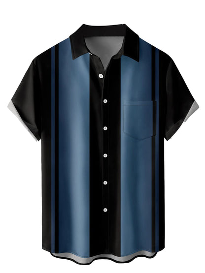 HOTHardaddy Men's Vintage Bowling Shirt Short Sleeve Button Down Hawaiian Summer Beach Printed Casual Shirts