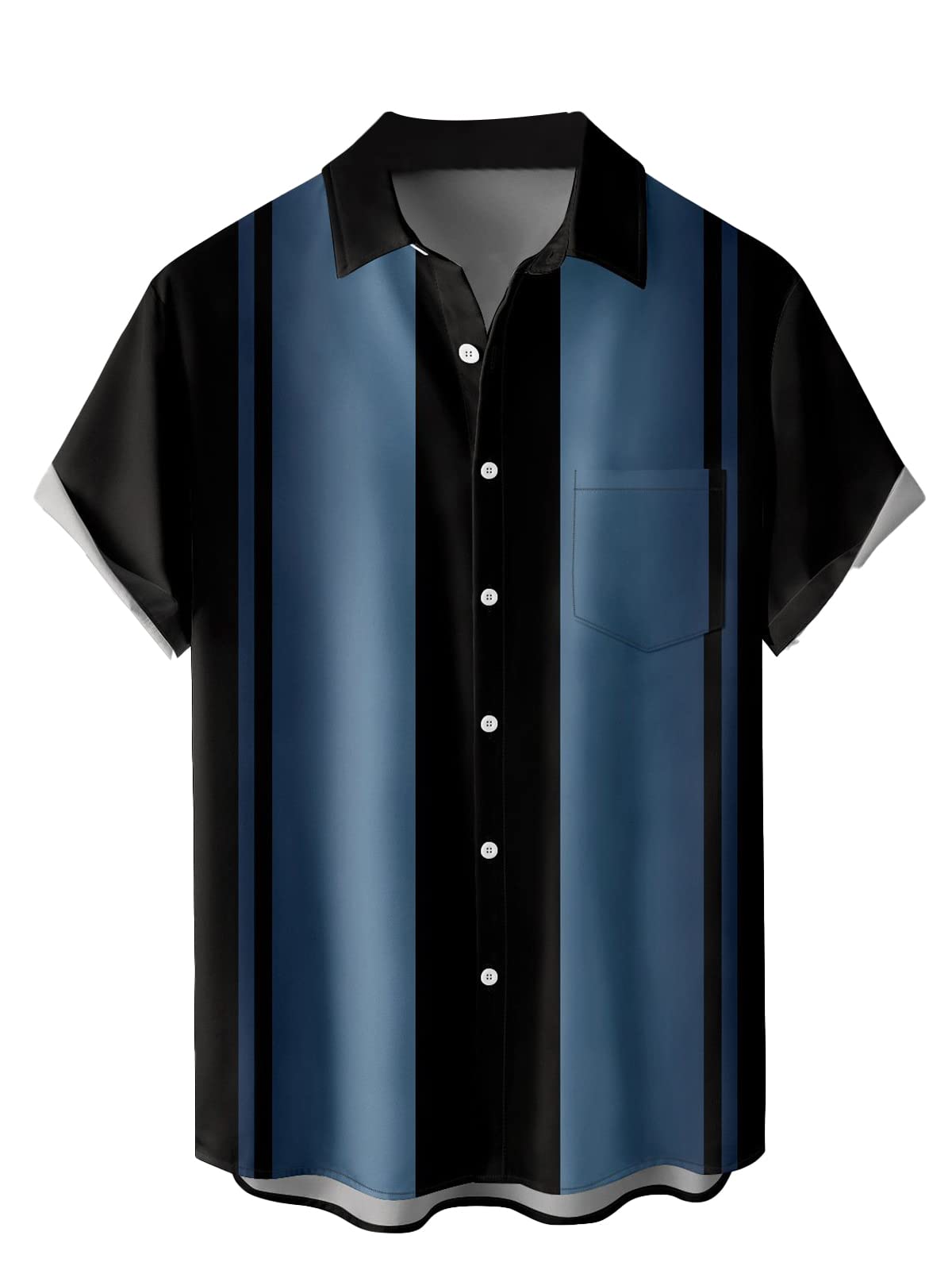 HOTHardaddy Men's Vintage Bowling Shirt Short Sleeve Button Down Hawaiian Summer Beach Printed Casual Shirts