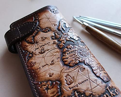 HOTMen's 3D Genuine Leather Wallet, Long wallet, Biker wallet, Hand-Carved, Hand-Painted, Leather Carving, Custom wallet, Personalized wallet, Boat, Ship