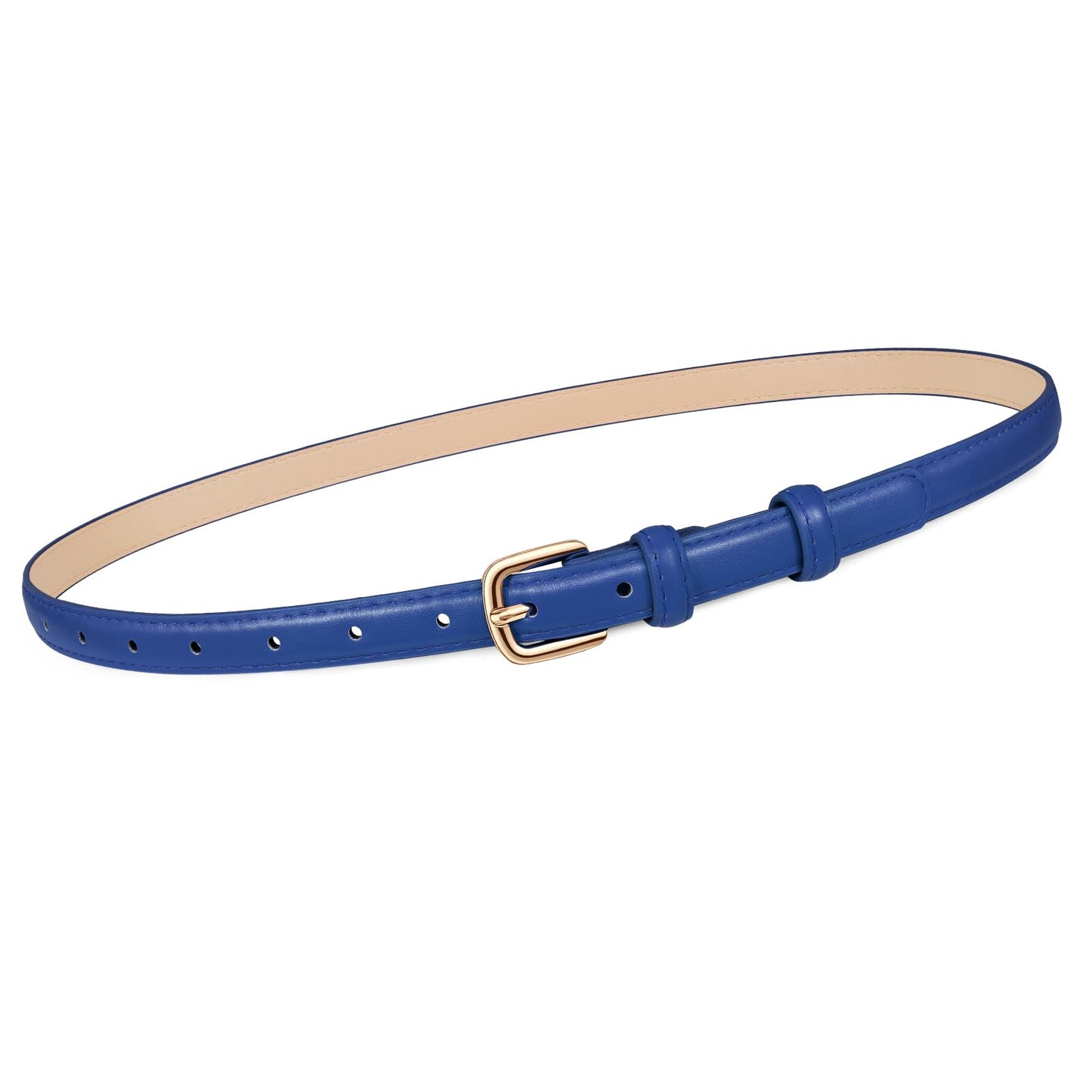 HOTJASGOOD Women Skinny Faux Leather Belt Thin Waist Belt for Women Jeans Dress Fashion Ladies Belt with Gold Buckle,21 Colors